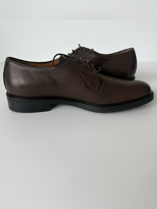 Barneys New York Dark Brown Pebbled Leather Derby Shoes main image 6